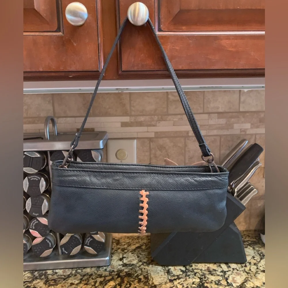 Vintage Black Leather Clutch Purse